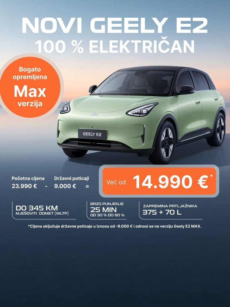 Novi Geely E2, 100 % električan, već od 14.990 € uz državne poticaje