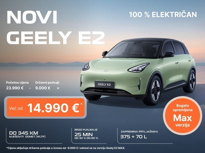 Novi Geely E2, 100 % električan, već od 14.990 € uz državne poticaje