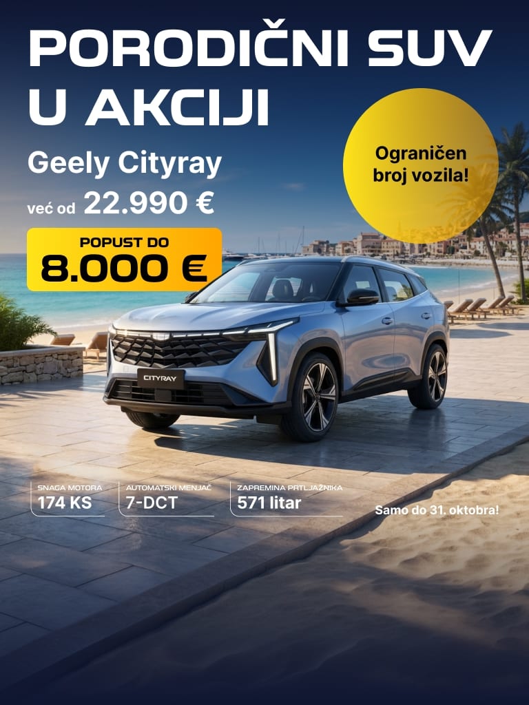 Geely Cityray na obali – porodični SUV u akciji, popust do 8.000 €