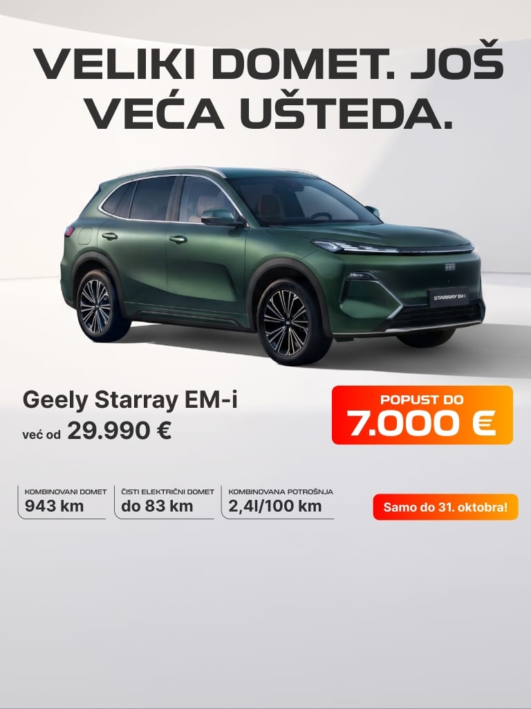 Zeleni Geely Starray EM-i u akciji – popust do 7.000 €, već od 29.990 €